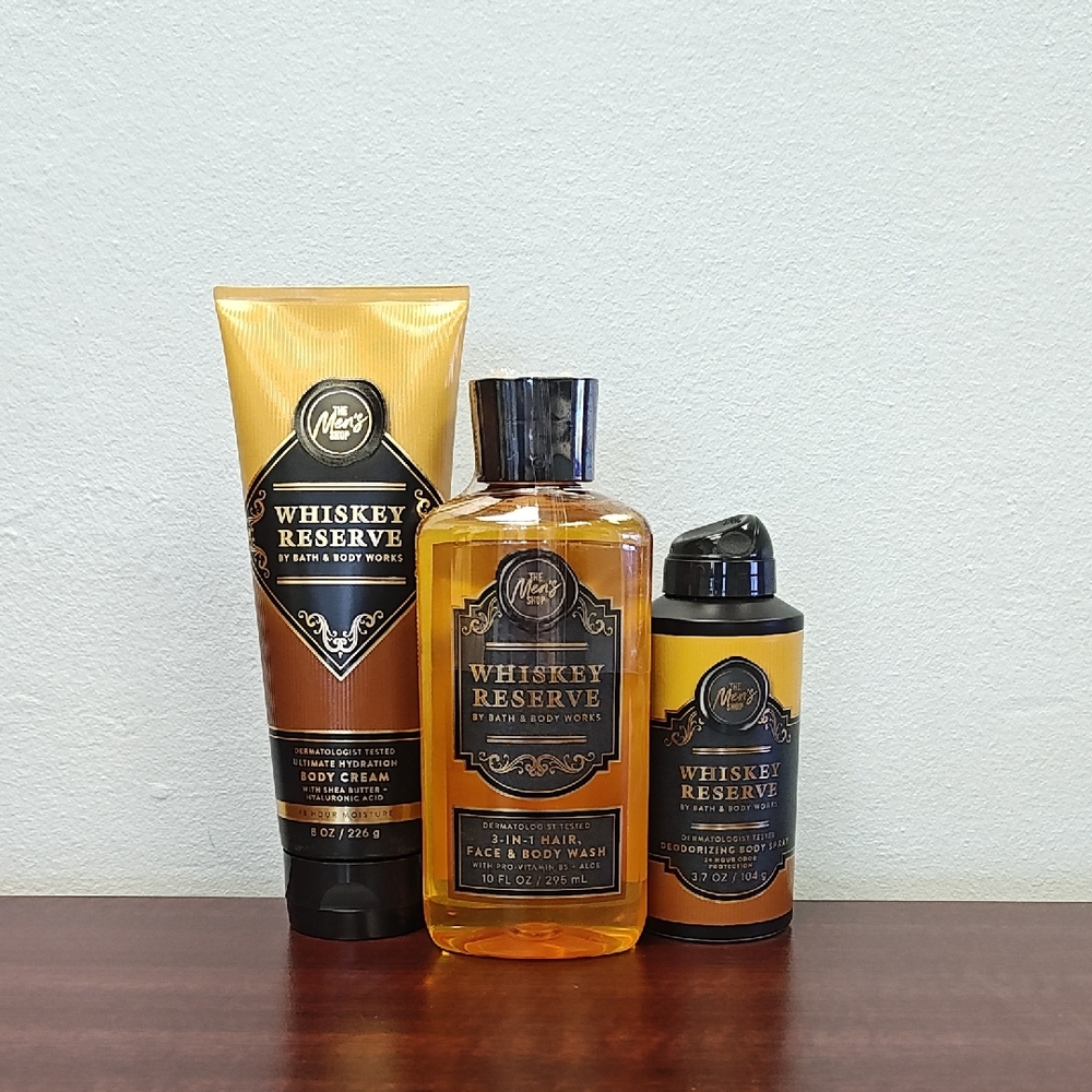 Bath & Body Works Men's WHISKEY RESERVE 3 Piece Bundle Set